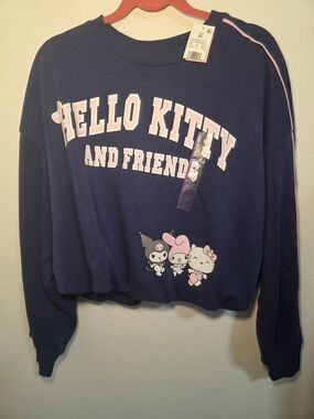 Hello Kitty Navy Crop Sweatshirt with Pink Trim XL